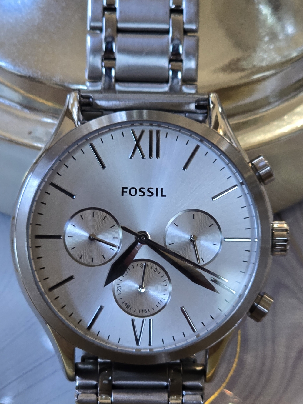 Fossil Silver Stainless Steel Chronograph Watch